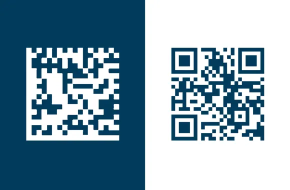 white qr code on blue background and blue qr code on white background 