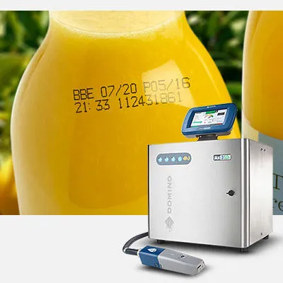 Continuos inkjet print aangebracht op fles van glas