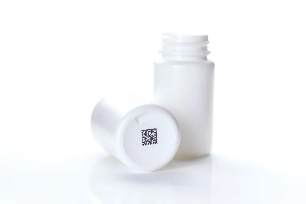 Ux-Series data matrix on medicine bottle-web