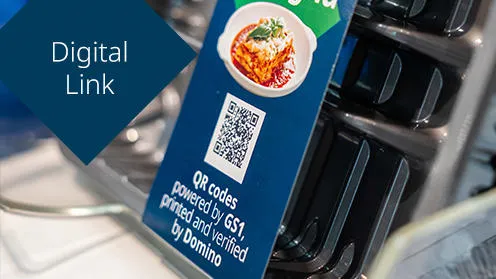 Druckbeispiel des GS1 Digital Links auf einer Lasagne Verpackung